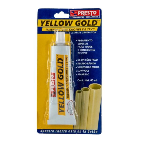 Pegamento Presto Tuberia Agua Caliente Yellow Gold Tubo 60ml